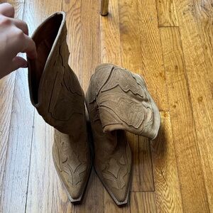 Mango Tan Suede Western Boots